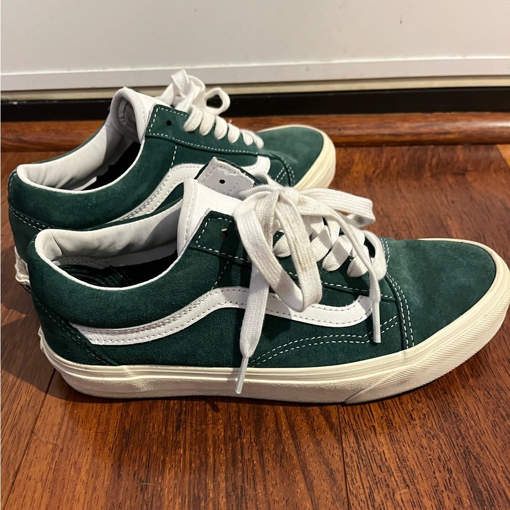 Green Suede & White Leather Vans Old Skool - Size 7